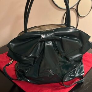 Valentino hunter green patten leather purse